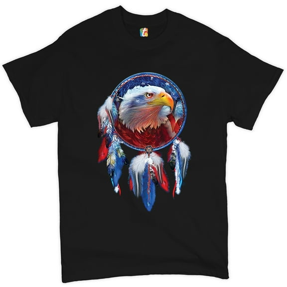 Tee Hunt American Bald Eagle Dreamcatcher T-shirt Native American Patriotic Men's Tee