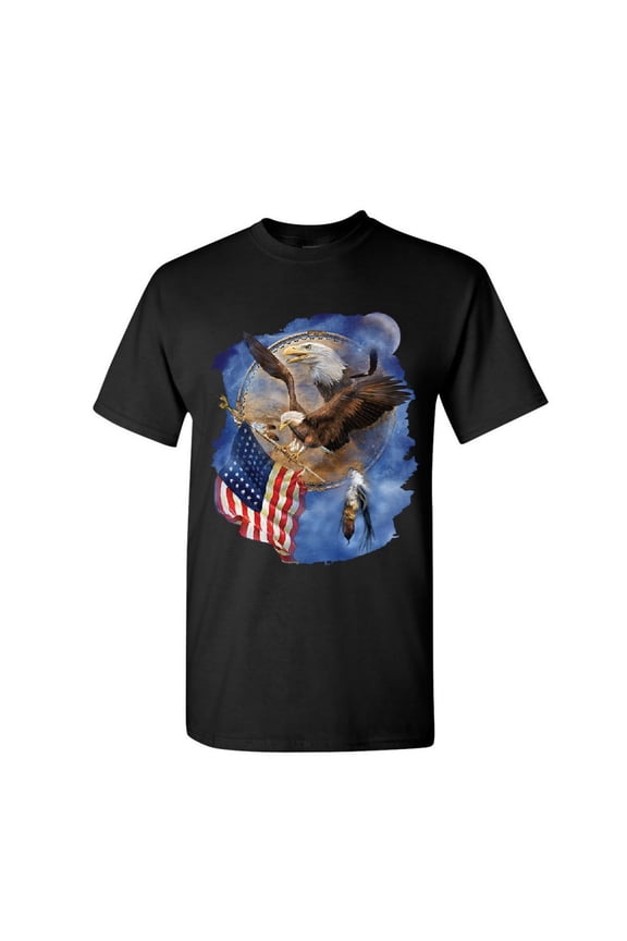 American Bald Eagle Holding a Flag T-Shirt Patriot Dreamcatcher Mens Shirt