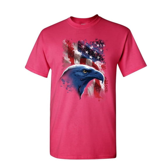 Tee Hunt American Bald Eagle T-Shirt American Flag 4th of July Patriotic Mens Shirt, Hot Pink, 3X-Large