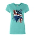 thumbnail image 1 of Tee Hunt American Bald Eagle Women's T-Shirt American Flag 4th of July Patriotic Shirt, Light Blue, X-Large, 1 of 5