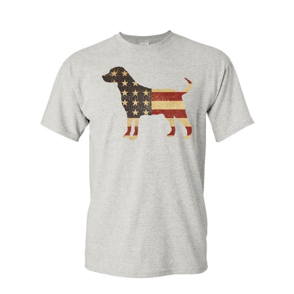 Tee Hunt American Dog T-Shirt Stars and Stripes Retriever Bulldog Pitbull Mens Shirt, Ash Gray, 3X-Large