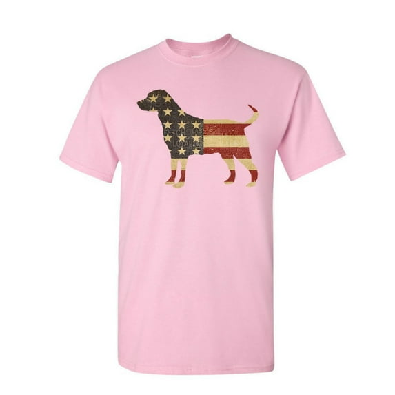 Tee Hunt American Dog T-Shirt Stars and Stripes Retriever Bulldog Pitbull Mens Shirt, Light Pink, X-Large