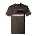 thumbnail image 1 of Tee Hunt American Flag Thin Line T-Shirt Firefighter First Responder Mens Shirt, Brown, 5X-Large, 1 of 4