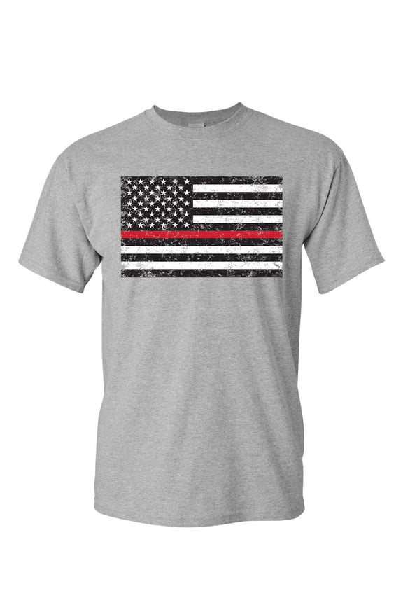 American Flag Thin Line T-Shirt Firefighter First Responder Mens Shirt