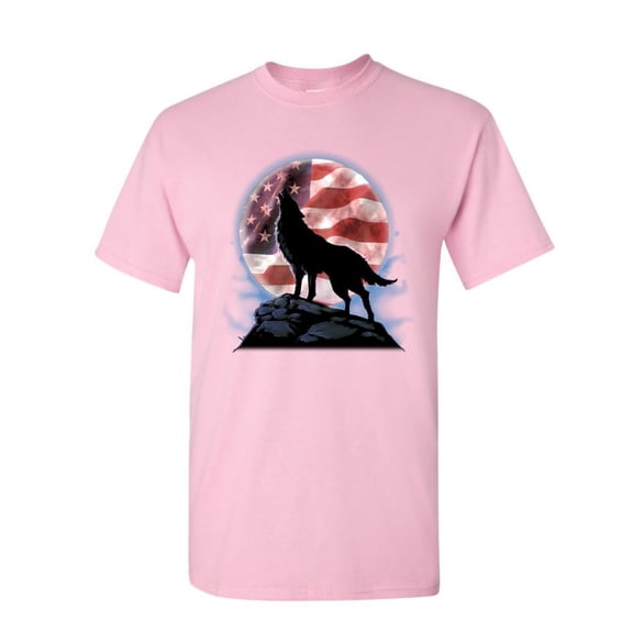 Tee Hunt American Howling Wolf T-Shirt Wildlife Animal Wolves Wilderness Mens Shirt, Light Pink, 5X-Large
