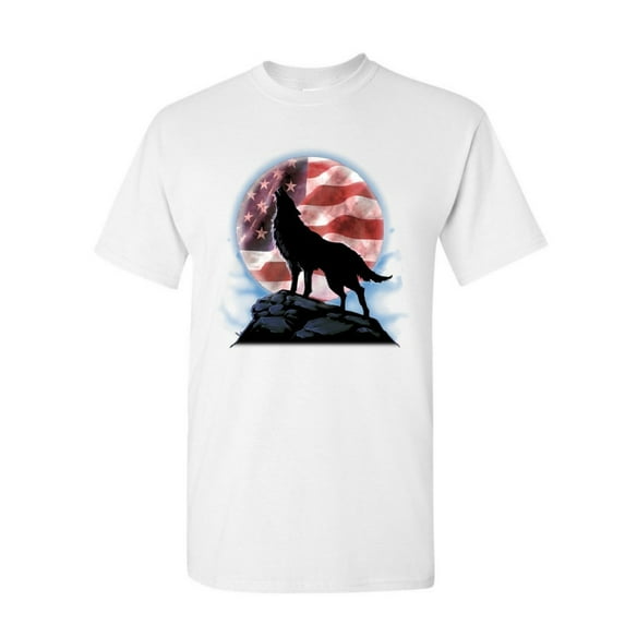 Tee Hunt American Howling Wolf T-Shirt Wildlife Animal Wolves Wilderness Mens Shirt, White, 3X-Large