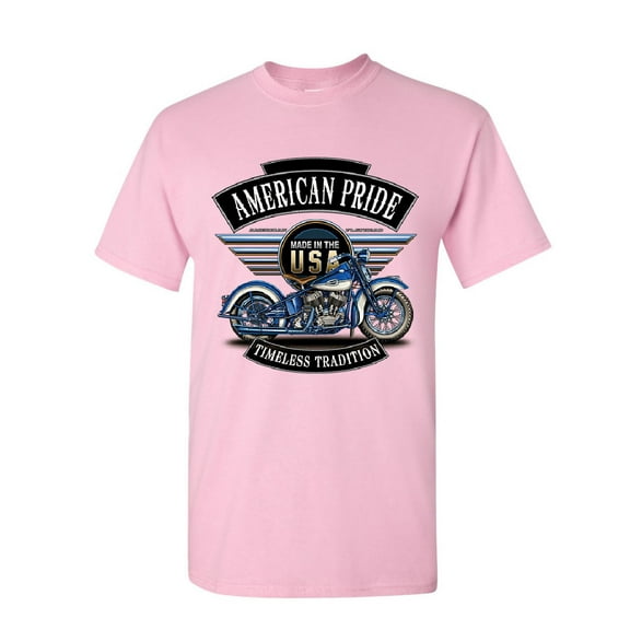 Tee Hunt American Pride Motorcycle T-Shirt MC Biker Timeless Tradition Men's Tee, Light Pink, XX-Large