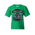 thumbnail image 1 of Tee Hunt American Pride Motorcycle Youth T-Shirt MC Biker Timeless Tradition Kids Tee, Green, Small, 1 of 4
