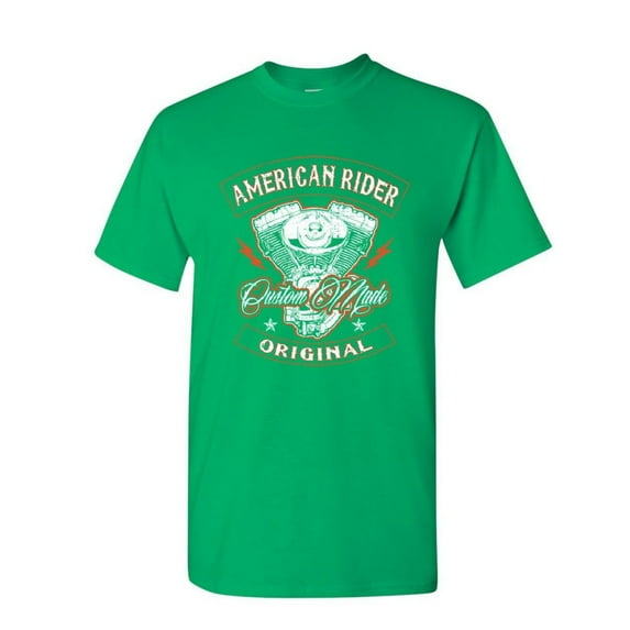 Tee Hunt American Rider T-Shirt Custom Made Motorcycle Route 66, Green, 3X-Large