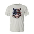 thumbnail image 1 of Tee Hunt American White Tiger T-Shirt Stars and Stripes Wild Cat Nature Mens Shirt, Ash Gray, XX-Large, 1 of 5