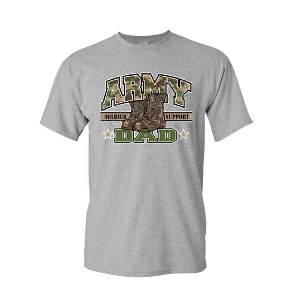Tee Hunt Army Dad T-Shirt for Dad Soldier Support Our Troops Patriotic Mens Shirt, Gray, Medium