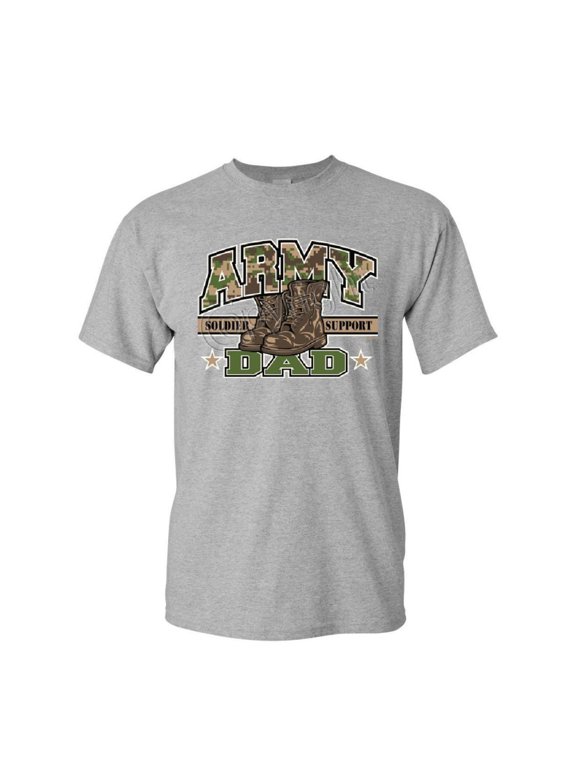 Army Dad T-Shirt for Dad Soldier Support Our Troops Patriotic Mens Shirt, Gray, Medium