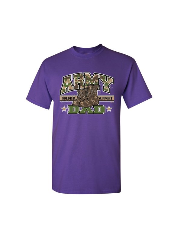Army Dad T-Shirt for Dad Soldier Support Our Troops Patriotic Mens Shirt, Purple, Large