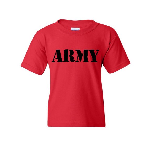 Tee Hunt Army Youth T-Shirt Military Veteran POW MIA Patriotic Veteran's Day KidsRoyal, Red, Large