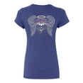 thumbnail image 1 of Tee Hunt Asphalt Angel Women's T-Shirt Biker Angel Wings and Halo Motorcycle Club Shirt, Blue, Large, 1 of 4