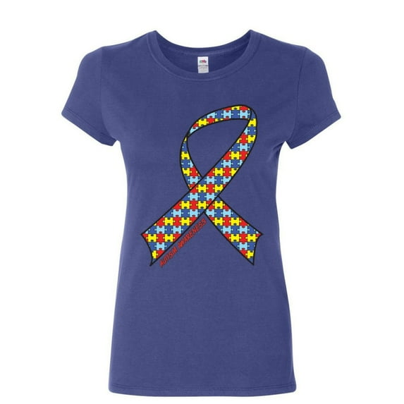 Tee Hunt Autism Awareness Ribbon Women's T-Shirt Support Care Love ASD Asperger Shirt