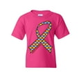 thumbnail image 1 of Tee Hunt Autism Awareness Ribbon Youth T-Shirt Support Care Love ASD Asperger Kids Tee, Pink, Medium, 1 of 5