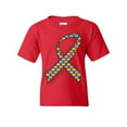 thumbnail image 1 of Tee Hunt Autism Awareness Ribbon Youth T-Shirt Support Care Love ASD Asperger Kids Tee, Red, Large, 1 of 5