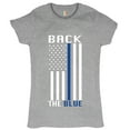 thumbnail image 1 of Tee Hunt Back The American Flag T-Shirt Police Law Enforcement Women's T-Shirt Tee, Gray, Small, 1 of 5