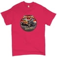thumbnail image 1 of Tee Hunt Bad News Travels Fast T-Shirt Hot Rod Route 66 Drag Racing Men's Novelty Shirt, Hot Pink, 3X-Large, 1 of 5