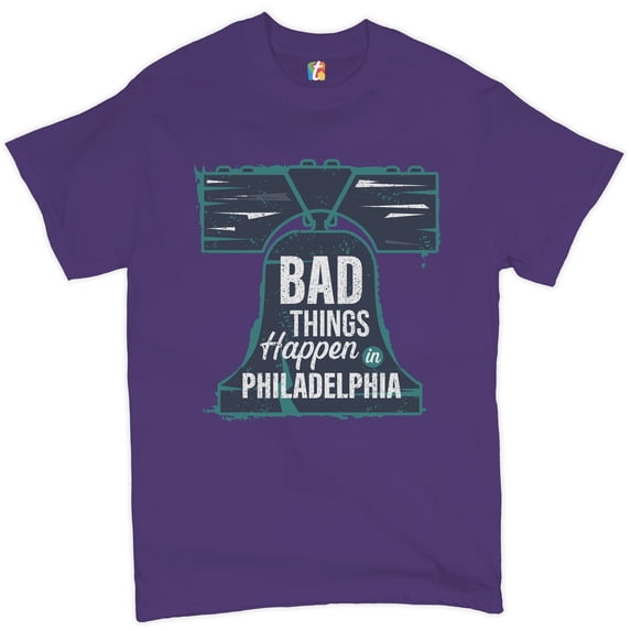 Tee Hunt Bad Things Happen in Philadelphia T-Shirt 2024 Presidential Debate Men's Tee, Purple, Medium