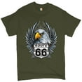 thumbnail image 1 of Tee Hunt Bald Eagle Route 66 Road Sign T-Shirt Live to Ride Born to Be Wild Men's Tee, Military Green, Medium, 1 of 5