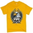 thumbnail image 1 of Tee Hunt Bald Eagle Route 66 Road Sign T-Shirt Live to Ride Born to Be Wild Men's Tee, Yellow, 5X-Large, 1 of 5