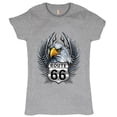 thumbnail image 1 of Tee Hunt Bald Eagle Route 66 Road Sign T-Shirt Live to Ride Born to Be Wild Women's T-Shirt Tee, Gray, XX-Large, 1 of 5