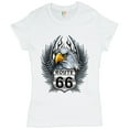 thumbnail image 1 of Tee Hunt Bald Eagle Route 66 Road Sign T-Shirt Live to Ride Born to Be Wild Women's T-Shirt Tee, White, 3X-Large, 1 of 5