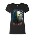 thumbnail image 1 of Tee Hunt Bald Eagle Stare Women's T-Shirt 4th of July USA Stars and Stripes Flag Shirt, 1 of 5
