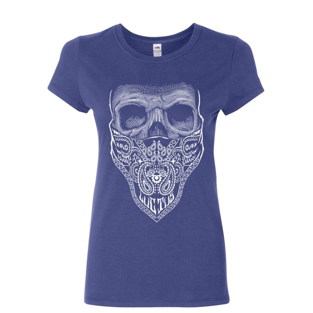 Tee Hunt Bandana Skull Women's T-Shirt Biker Outlaw MC Motorcycle