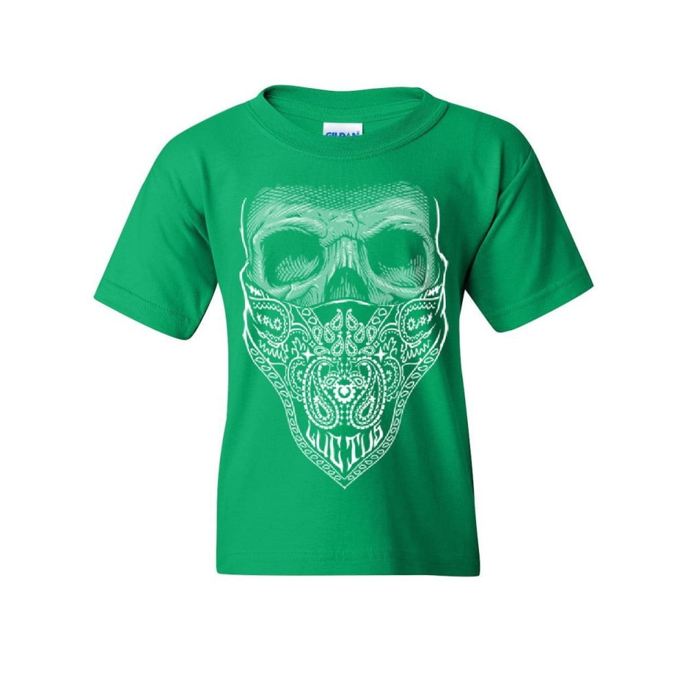Tee Hunt Bandana Skull Youth T-Shirt Biker Motorcycle Shady