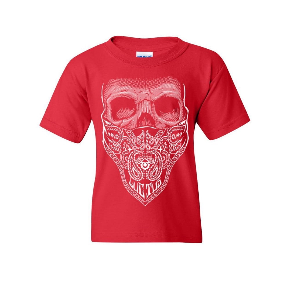 Tee Hunt Bandana Skull Youth T-Shirt Biker Motorcycle Shady