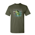 thumbnail image 1 of Tee Hunt Bass Fishing T-Shirt Fisherman Camping Hobby Angler Lake River Mens Shirt, Military Green, 3X-Large, 1 of 5