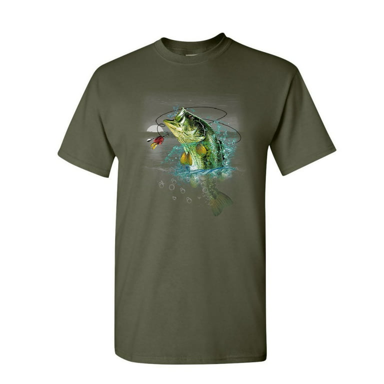 Tee Hunt Bass Fishing T-Shirt Fisherman Camping Hobby Angler Lake