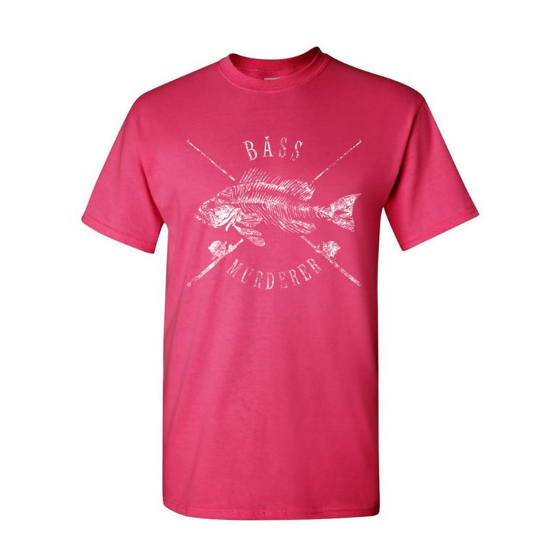 Tee Hunt Bass Murderer T-Shirt Funny Fishing Boat Parody Fishing, Hot Pink,  5X-Large