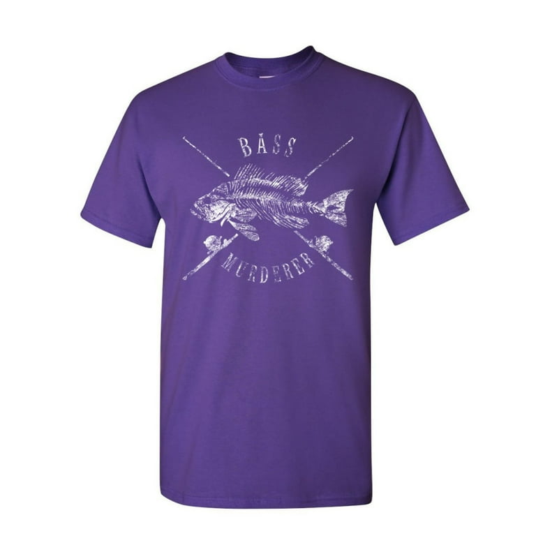 Tee Hunt Bass Murderer T-Shirt Funny Fishing Boat Parody Fishing, Purple,  XX-Large