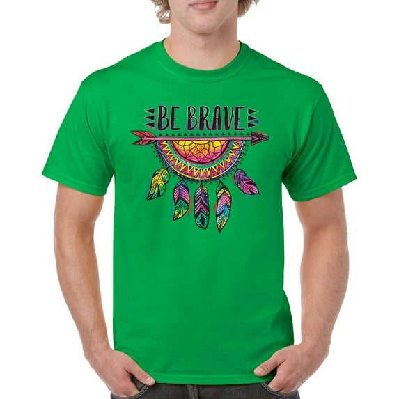 Tee Hunt Be Brave Dream Catcher T-Shirt Dean Russo Motivation Yolo Men's Tee, Green, Large