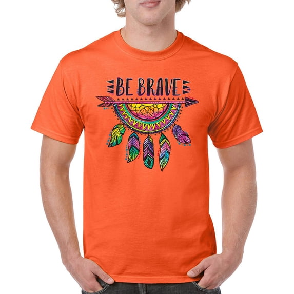 Tee Hunt Be Brave Dream Catcher T-Shirt Dean Russo Motivation Yolo Men's Tee, Orange, X-Large