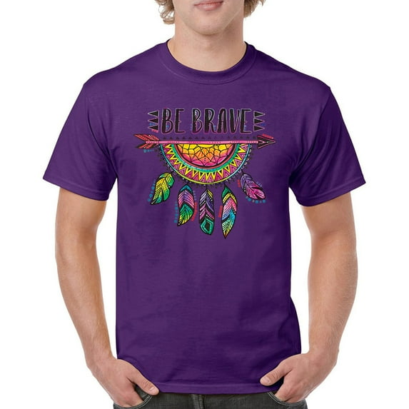 Tee Hunt Be Brave Dream Catcher T-Shirt Dean Russo Motivation Yolo Men's Tee, Purple, 4X-Large