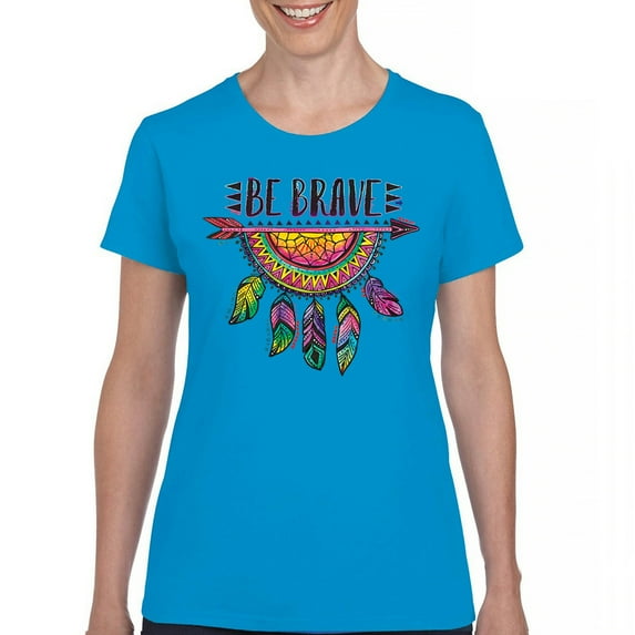 Tee Hunt Be Brave Dream Catcher T-Shirt Dean Russo Motivation Yolo Women's T-Shirt Tee, Light Blue, X-Large