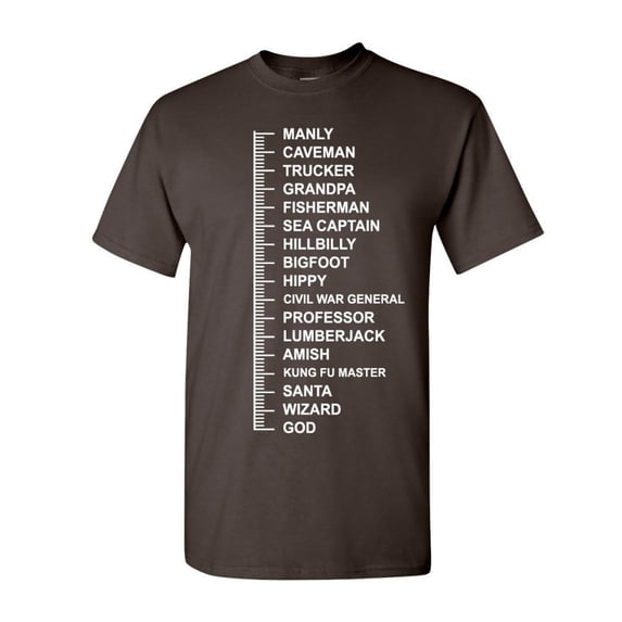 Tee Hunt Beard Length Measuring T-Shirt Funny Beard Ruler Shirt, Brown, 4X-Large