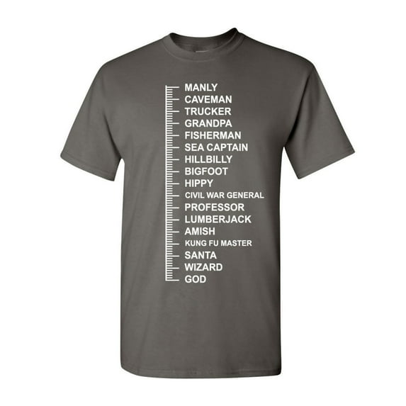 Tee Hunt Beard Length Measuring T-Shirt Funny Beard Ruler Shirt, Charcoal, 4X-Large