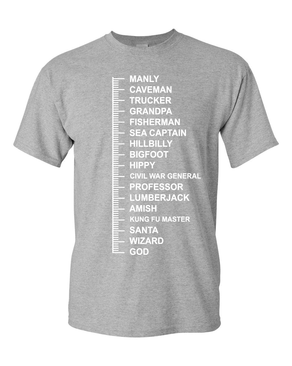 beard measuring t shirt