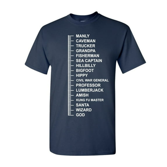 Tee Hunt Beard Length Measuring T-Shirt Funny Beard Ruler Shirt, Navy Blue, 3X-Large