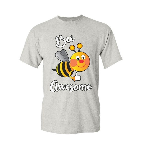 Tee Hunt Bee Awesome T-Shirt Motivational Funny Cute Honey Bee Be Awesome Mens Shirt, Ash Gray, Small