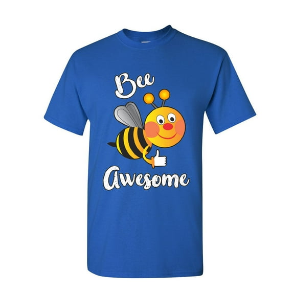 Tee Hunt Bee Awesome T-Shirt Motivational Funny Cute Honey Bee Be Awesome Mens Shirt, Blue, XX-Large