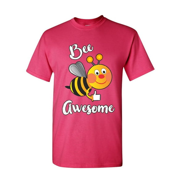 Tee Hunt Bee Awesome T-Shirt Motivational Funny Cute Honey Bee Be Awesome Mens Shirt, Hot Pink, Medium