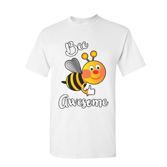 Tee Hunt Bee Awesome T-Shirt Motivational Funny Cute Honey Bee Be Awesome Mens Shirt, White, Small