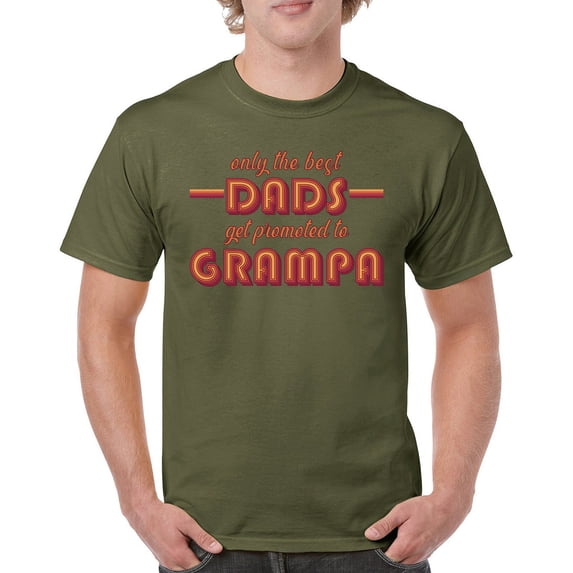 Tee Hunt Best Dads Get Promoted to Grampa T-Shirt Funny Grandpa Joke Men's Tee, Military Green, 5X-Large